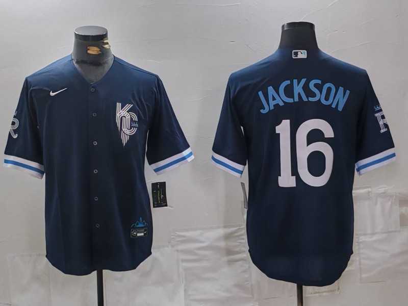 Mens Kansas City Royals #16 Bo Jackson Navy City Connect Cool Base Stitched Jersey